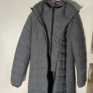Express woman’s long puffer coat,  small, winter coat, puffer coat